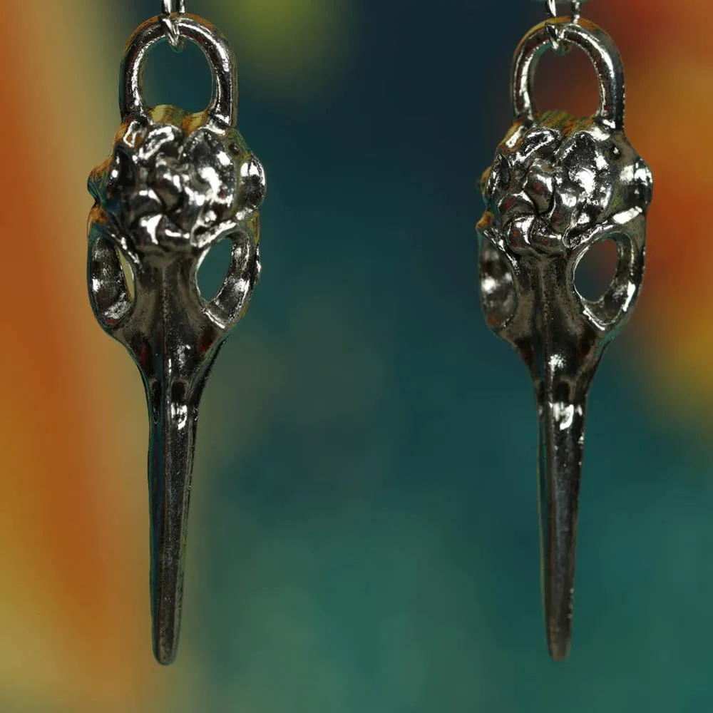 Gothic Punk Witch Power Pentagram Bull Skull Earrings Natural Stone Rose Bird Bat Pendant Earrings