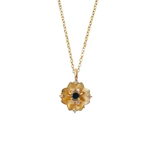 Gothic Rose Window Black Diamond Necklace