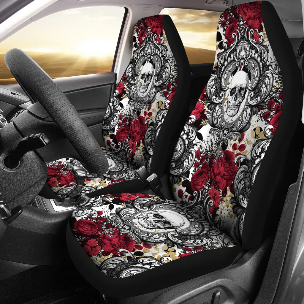 Gothic Skull And Red Roses Car Seat Covers (Set of 2)
