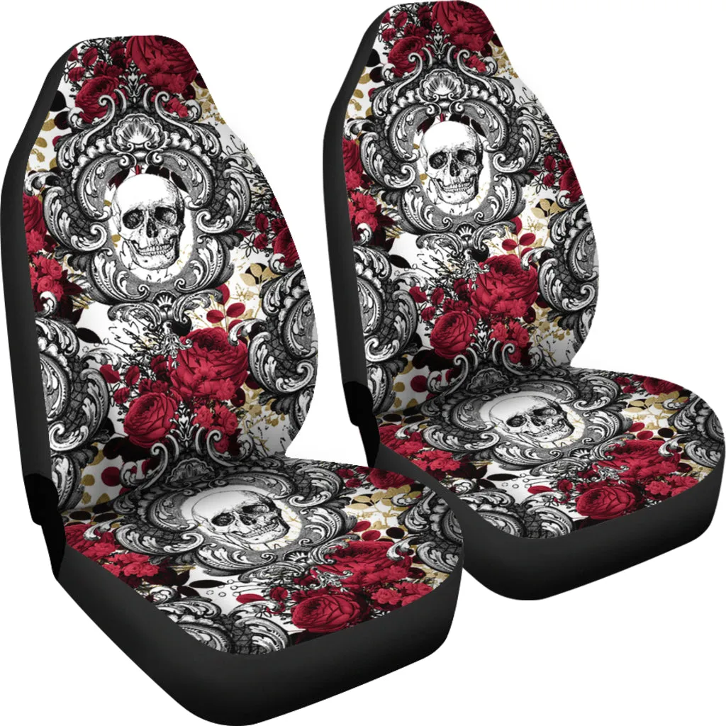 Gothic Skull And Red Roses Car Seat Covers (Set of 2)