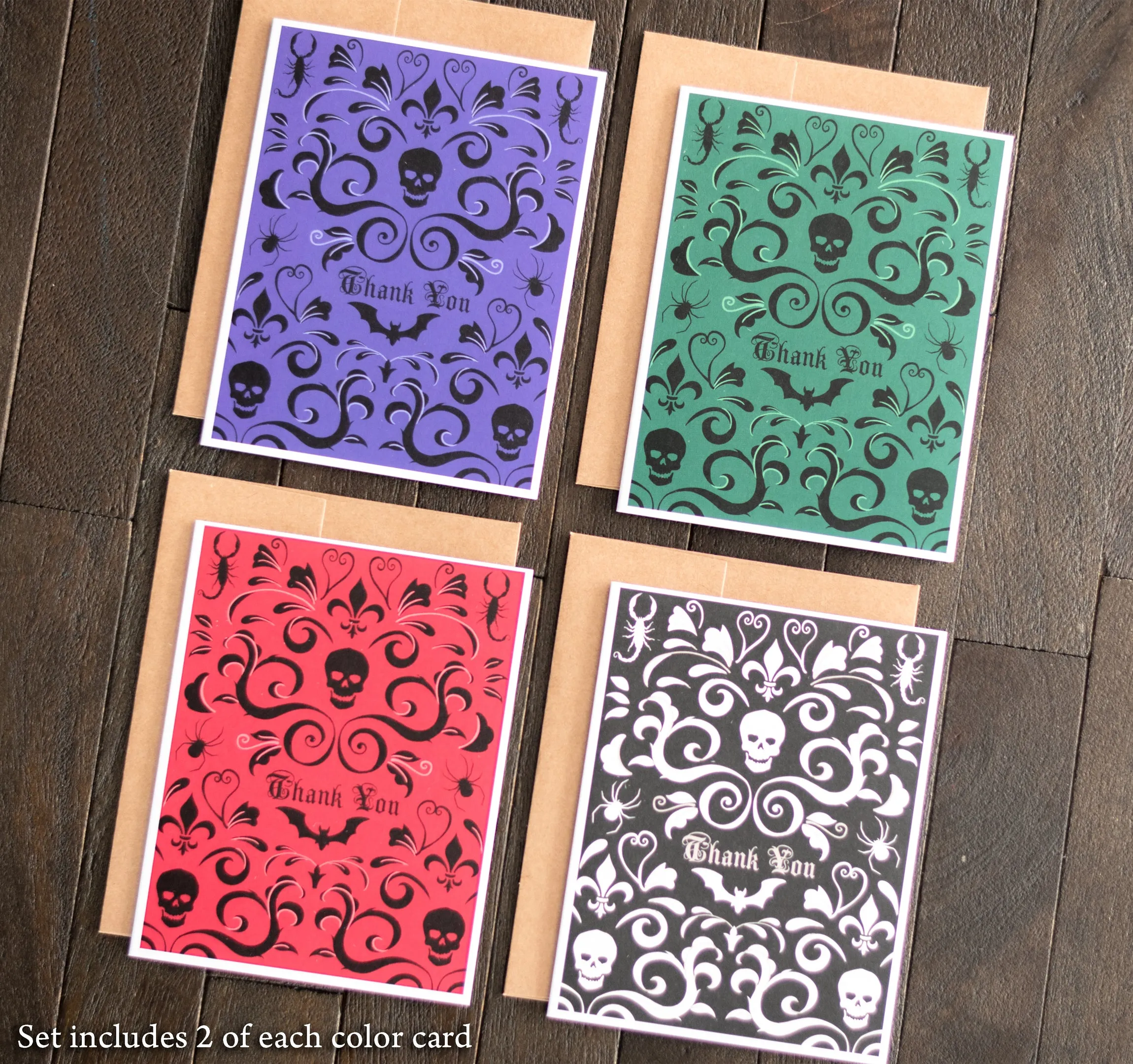 Gothic Thank You Card Set (8pcs)