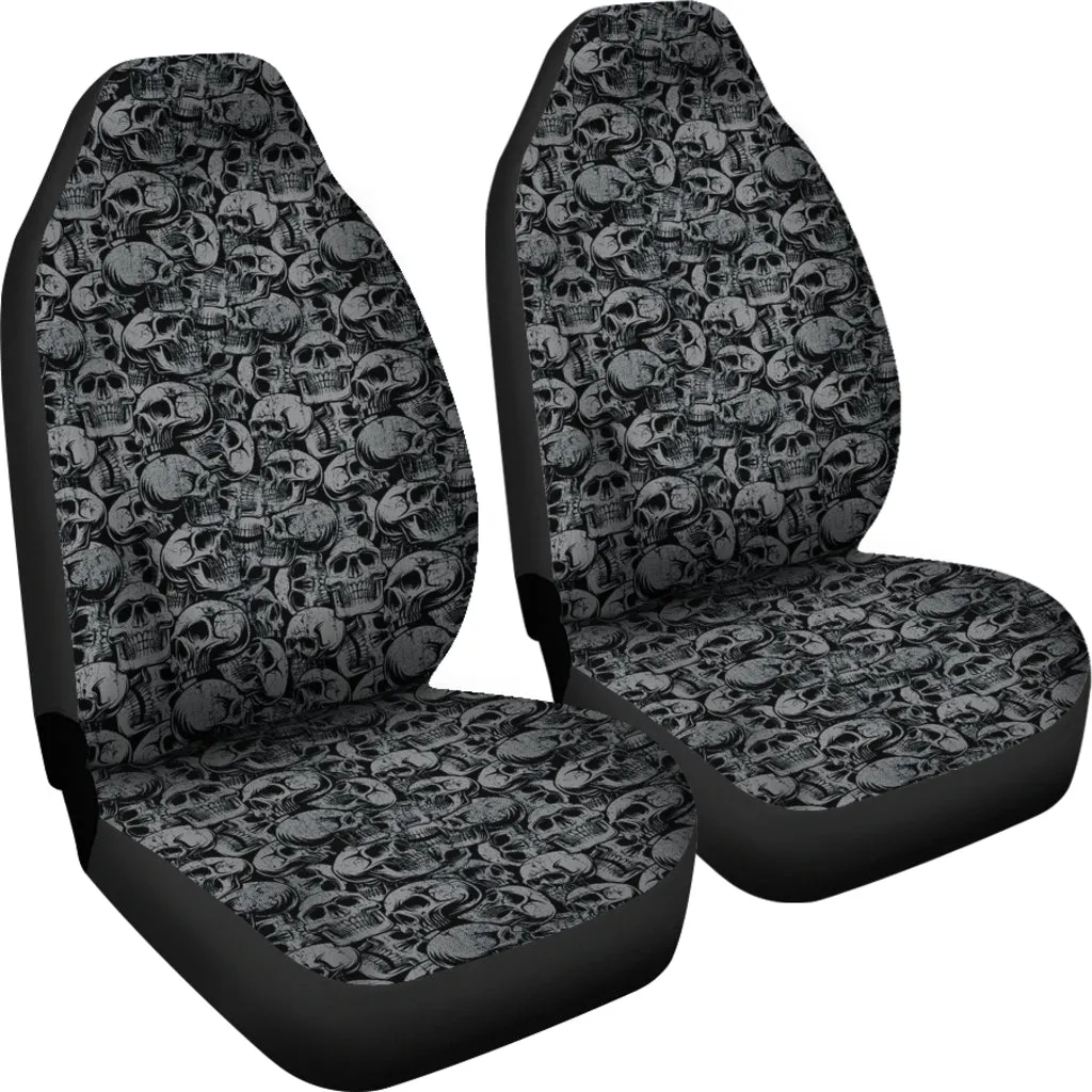 Gray and Black Skull Car Seat Covers Seat Protectors