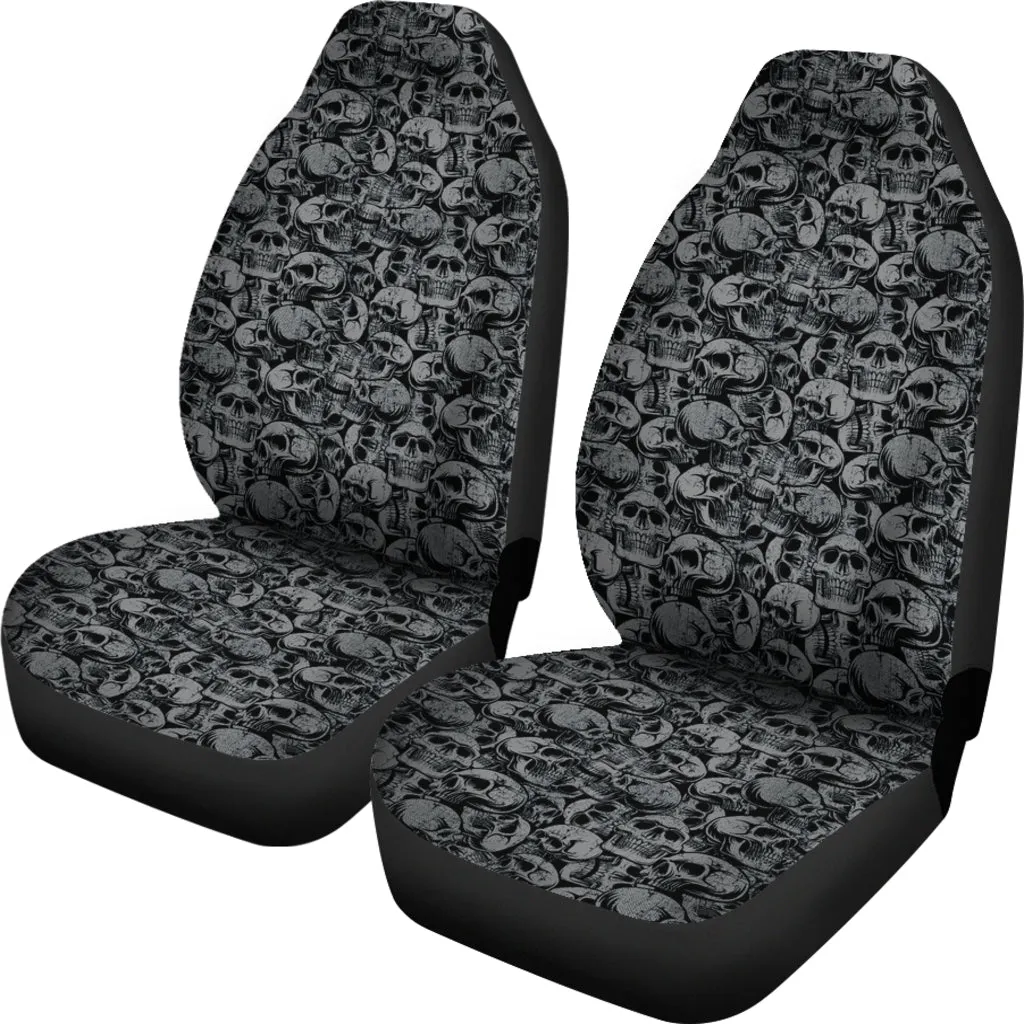 Gray and Black Skull Car Seat Covers Seat Protectors