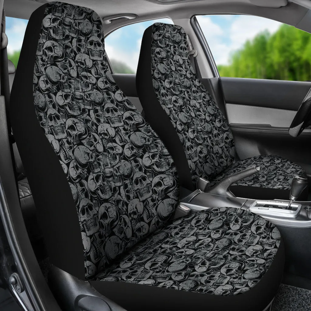 Gray and Black Skull Car Seat Covers Seat Protectors