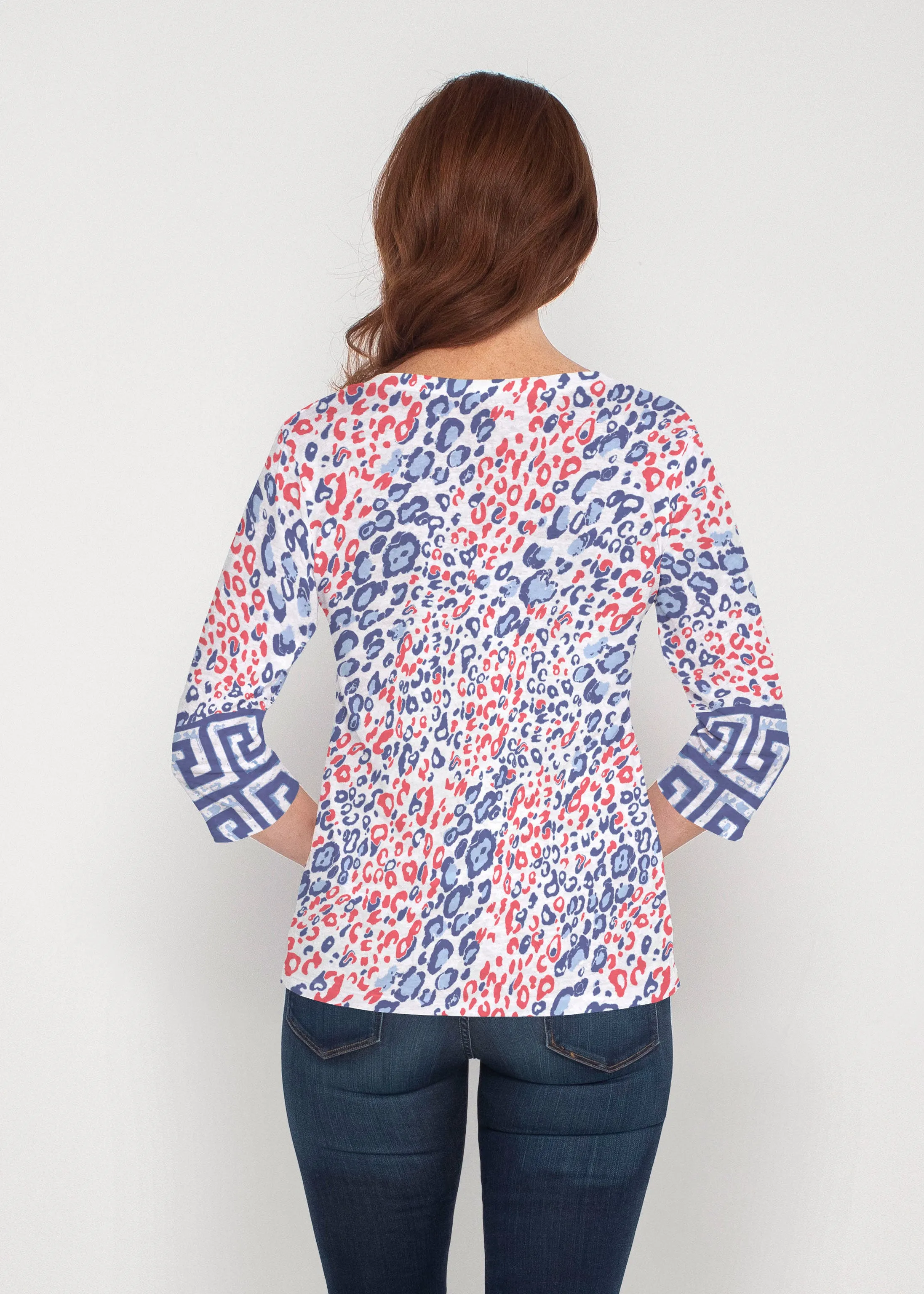 Greek Cat Fourth (8005) ~ Signature 3/4 Sleeve V-Neck Top