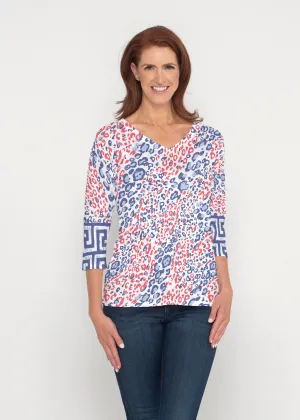Greek Cat Fourth (8005) ~ Signature 3/4 Sleeve V-Neck Top