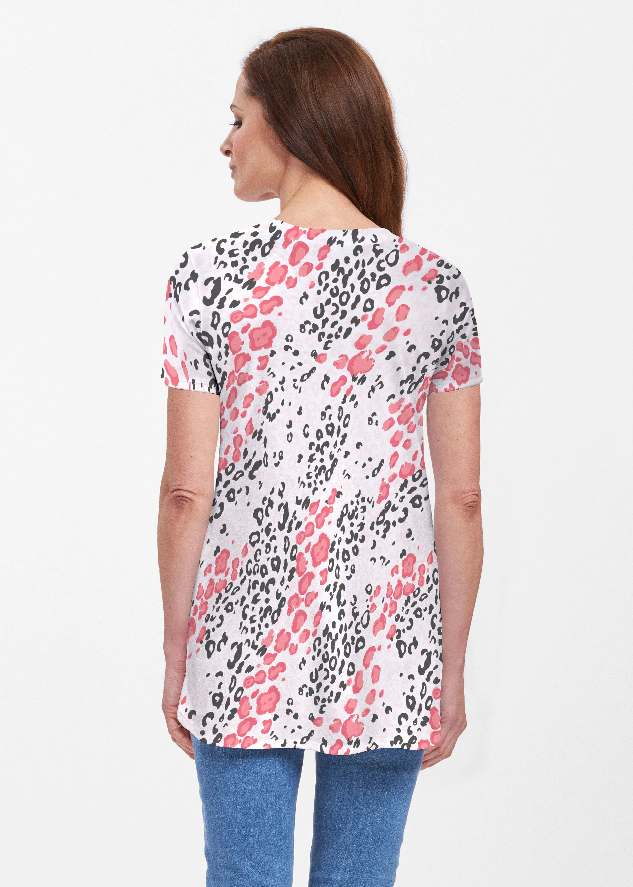 Greek Cat Pink (7903) ~ Short Sleeve Butterknit tunic
