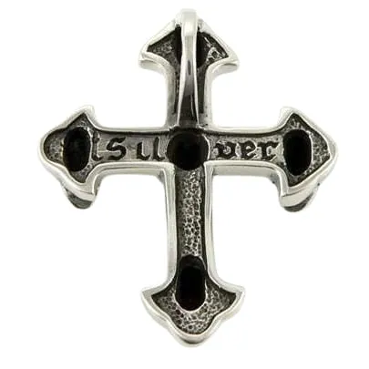 Grim Reaper Devil Skull 925 Sterling Silver Biker Cross Pendant