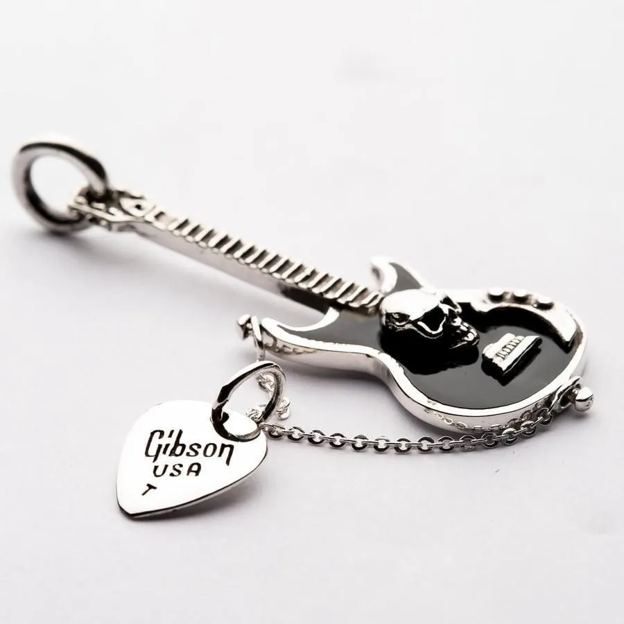Guitar and Pick Sterling Silver Rocker Pendant