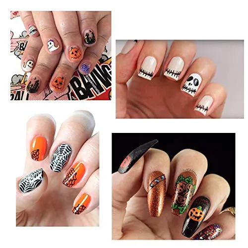 Halloween Nail Art Stickers, 24 Sheets Water Transfer Nail Decals