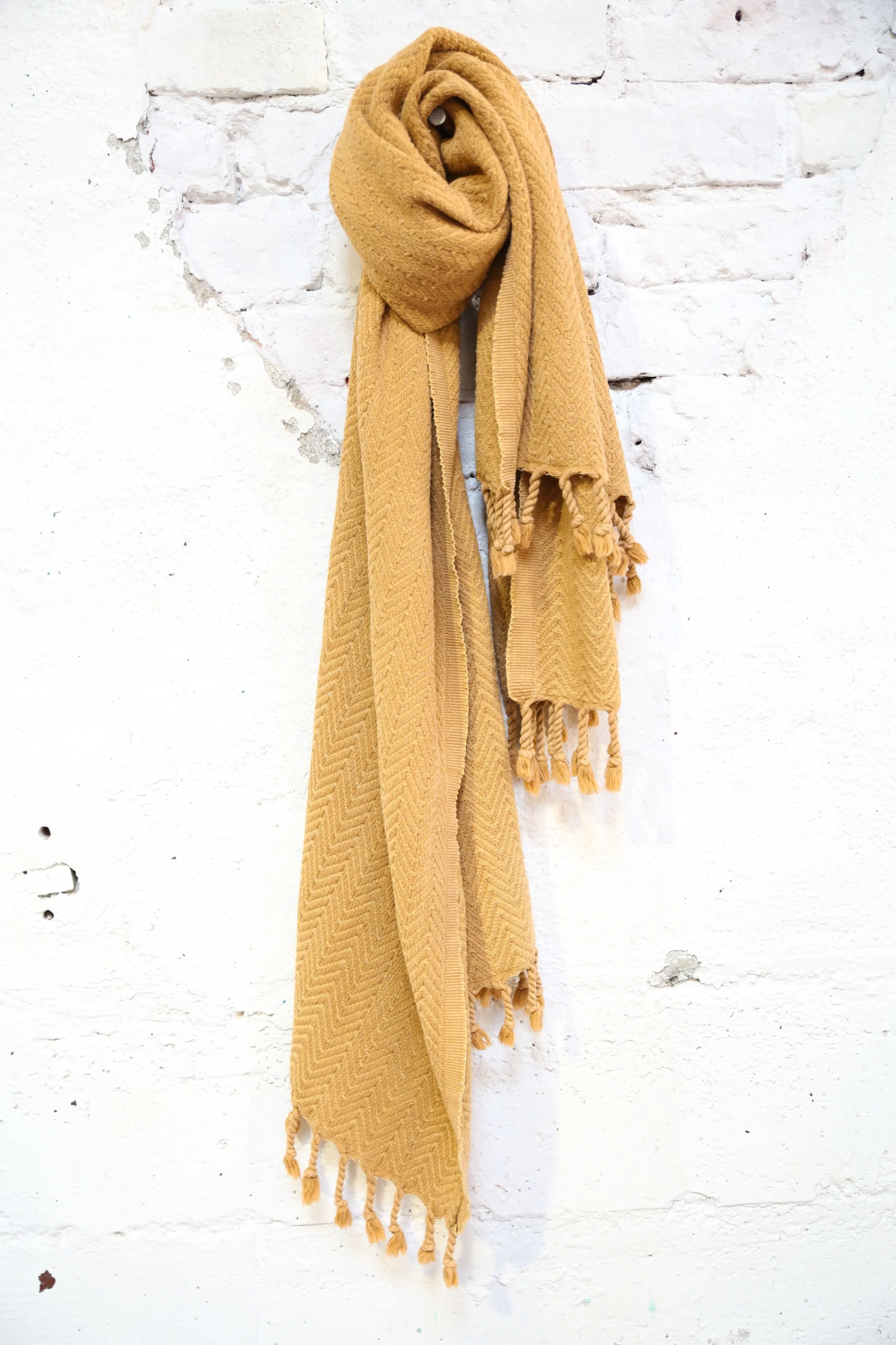 Handwoven Sabah Pestemal Towel in Mustard Stone (soft)