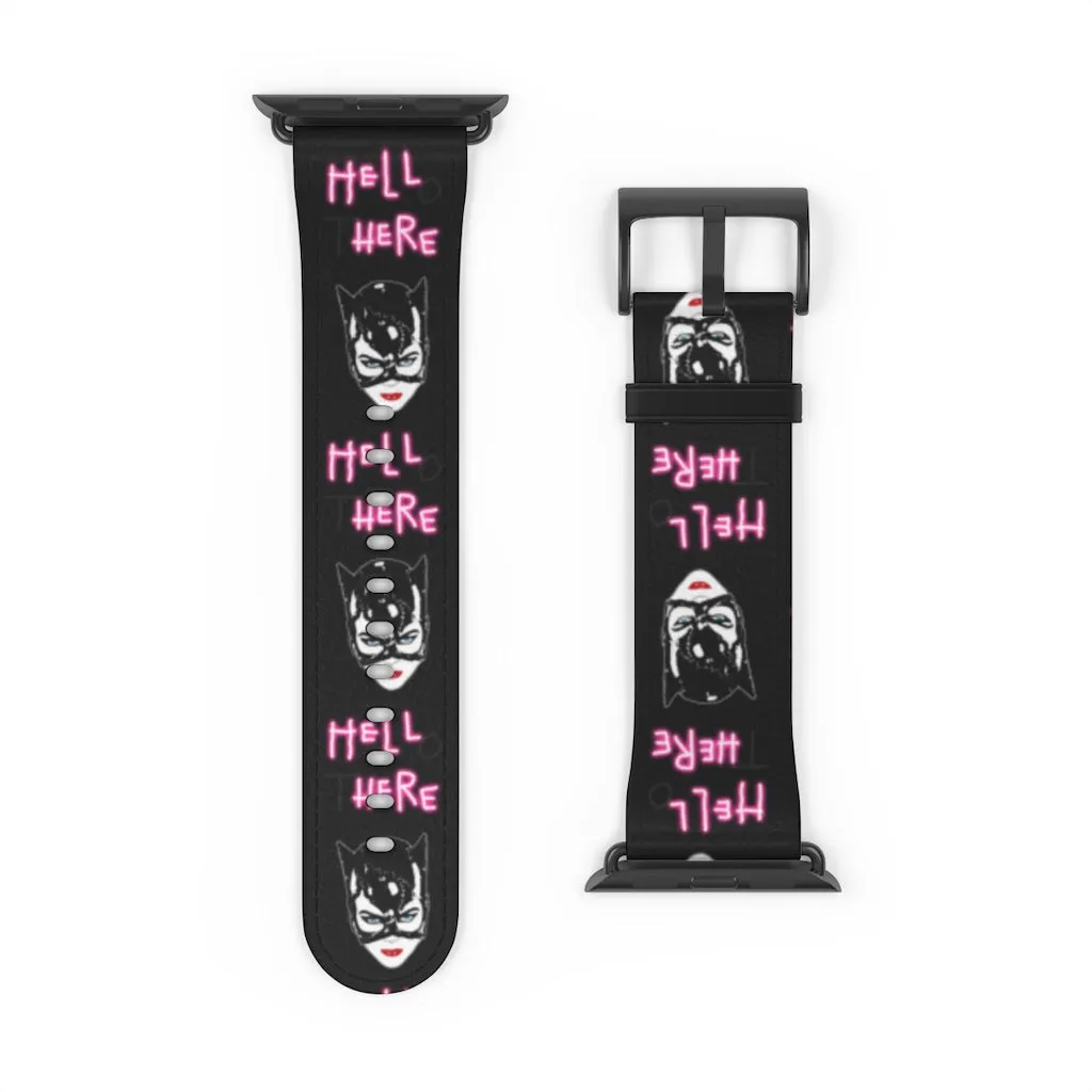 Hell Here Watch Band / Faux Leather Apple Watch Band / Series 1, 2, 3, 4, 5, 6, 7 & SE Devices