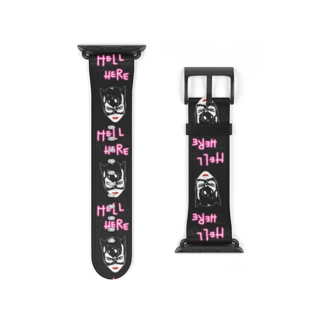 Hell Here Watch Band / Faux Leather Apple Watch Band / Series 1, 2, 3, 4, 5, 6, 7 & SE Devices