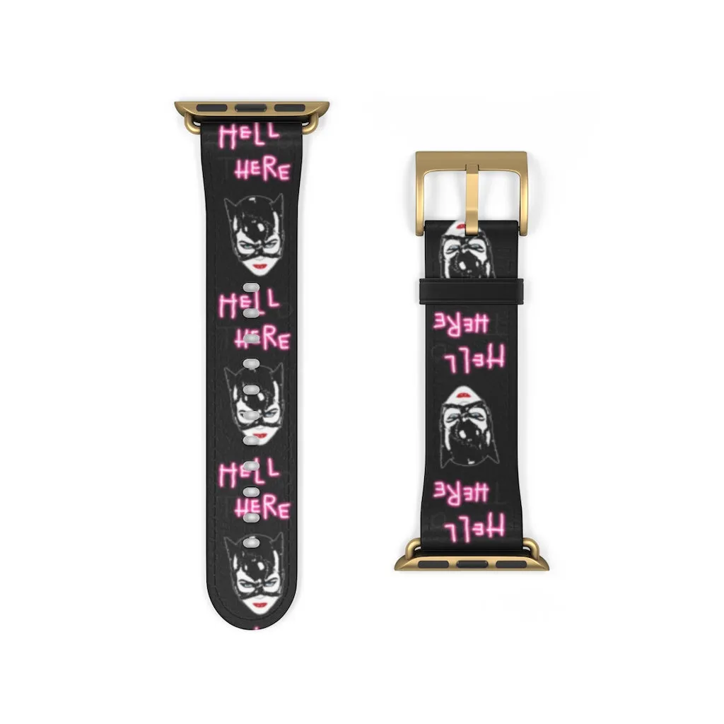 Hell Here Watch Band / Faux Leather Apple Watch Band / Series 1, 2, 3, 4, 5, 6, 7 & SE Devices