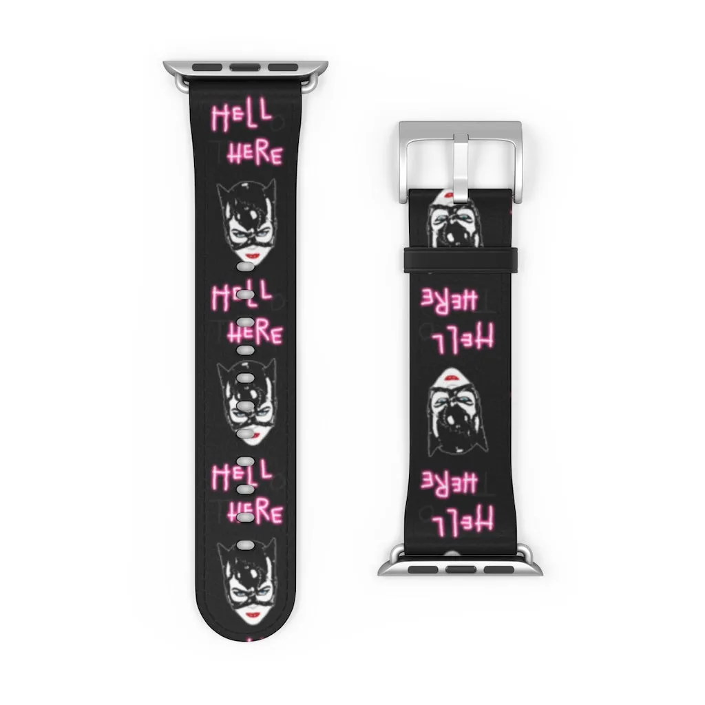 Hell Here Watch Band / Faux Leather Apple Watch Band / Series 1, 2, 3, 4, 5, 6, 7 & SE Devices