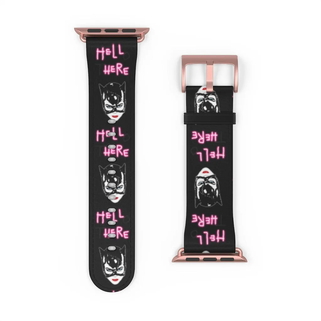 Hell Here Watch Band / Faux Leather Apple Watch Band / Series 1, 2, 3, 4, 5, 6, 7 & SE Devices
