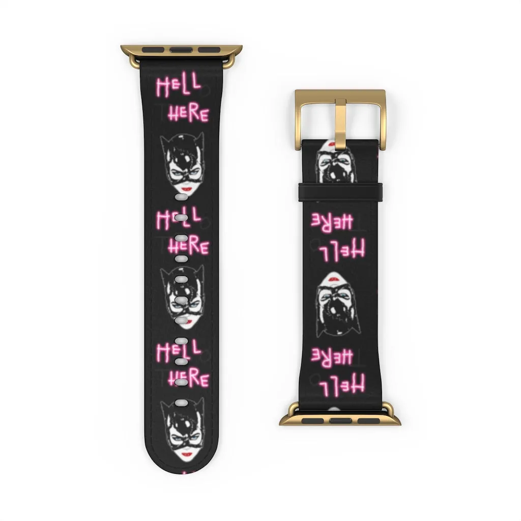 Hell Here Watch Band / Faux Leather Apple Watch Band / Series 1, 2, 3, 4, 5, 6, 7 & SE Devices