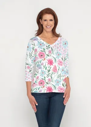 Hello Dolly (8038) ~ Signature 3/4 Sleeve V-Neck Top