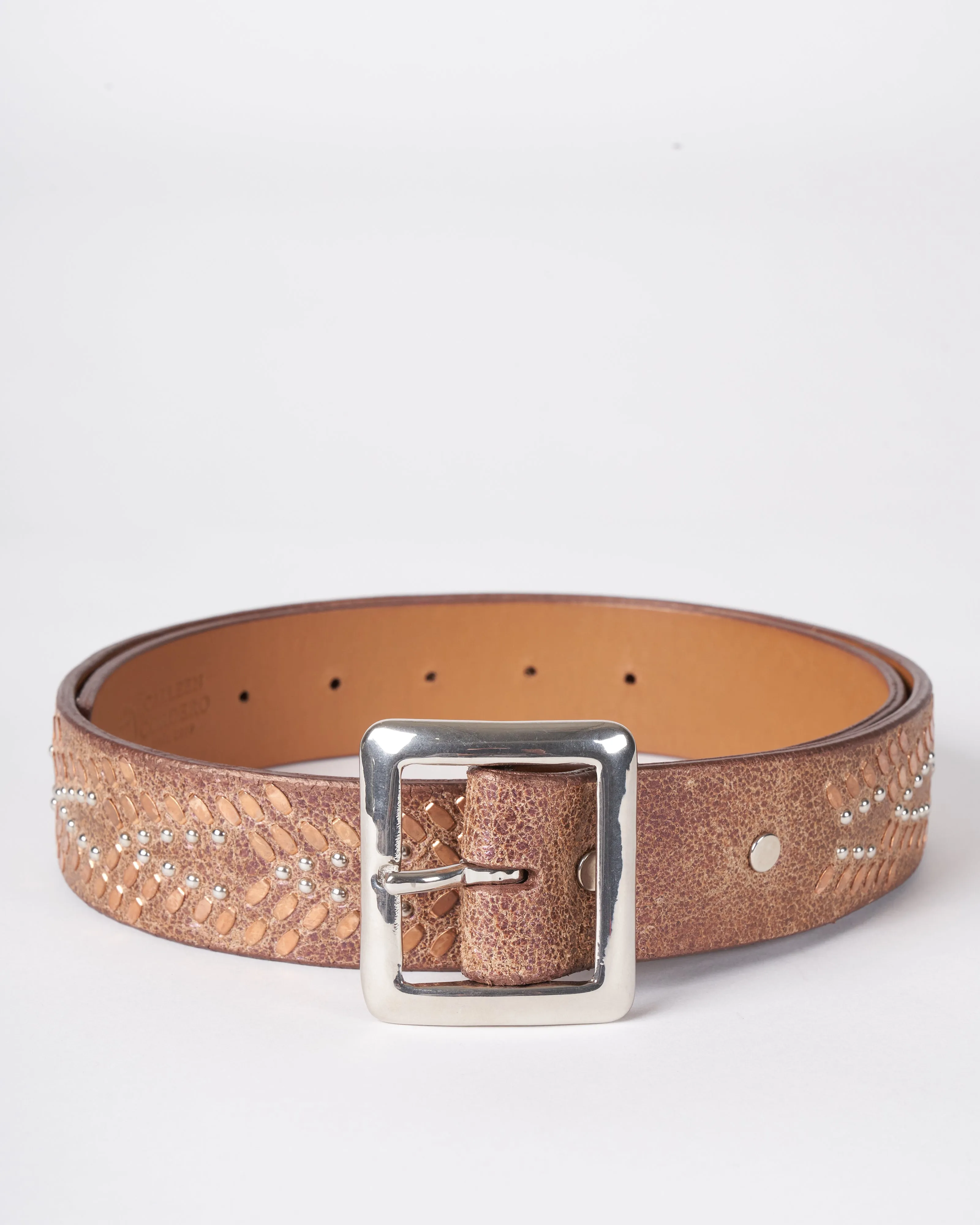 hemma belt - copper pearl cracked leather