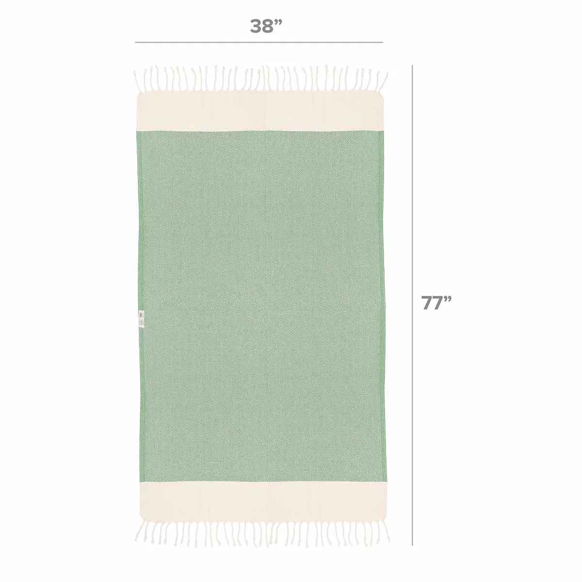 Herringbone Turkish Towel & Peshtemal Beach Towel - Green