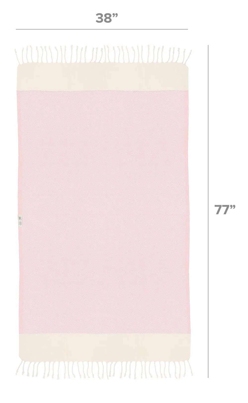 Herringbone Turkish Towel & Peshtemal Beach Towel - Pink