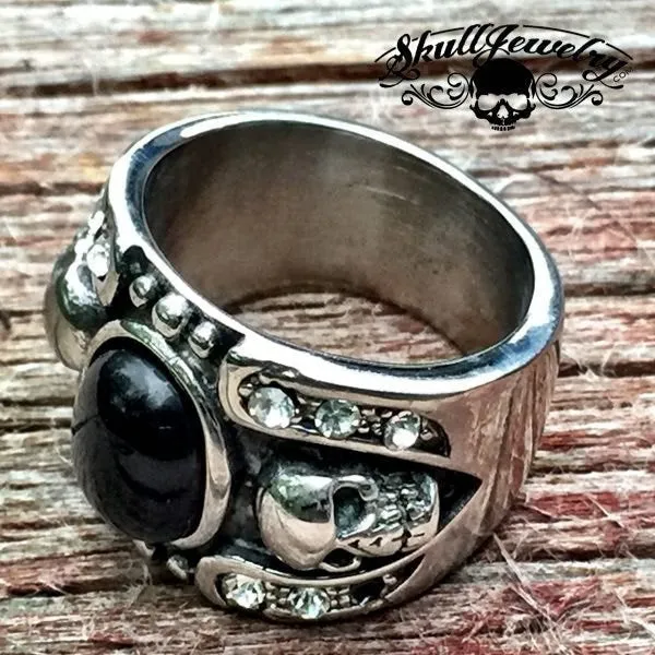 Hollywood Nights - Stainless Steel Skull Ring (#400BLACK)