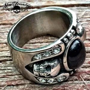Hollywood Nights - Stainless Steel Skull Ring (#400BLACK)