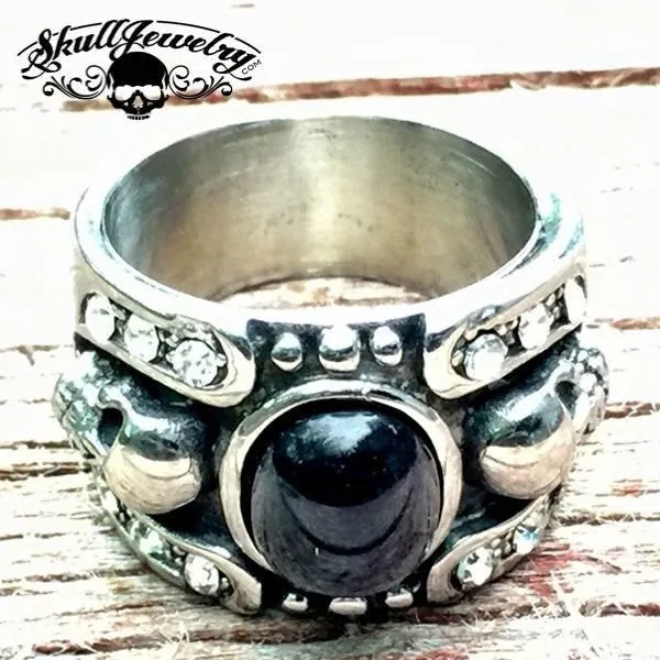 Hollywood Nights - Stainless Steel Skull Ring (#400BLACK)