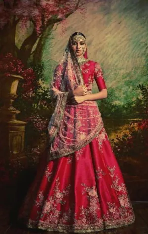 Hot Pink Color Bridal Lehenga Choli