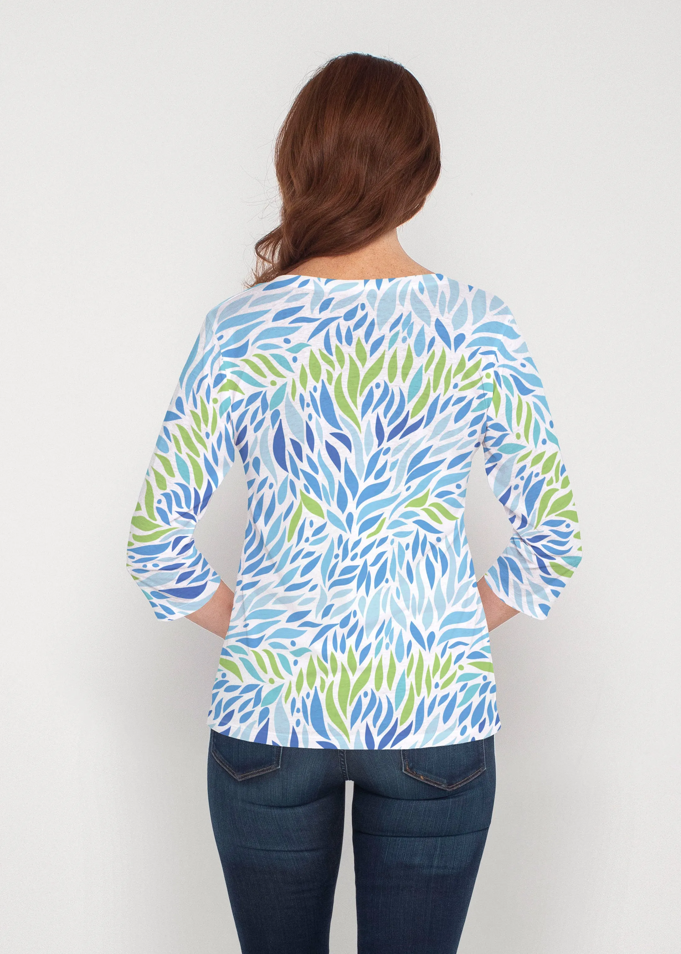 Hotsy Totsy Blue (8143) ~ Signature 3/4 Sleeve V-Neck Top