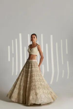 Ivory organza lehenga set
