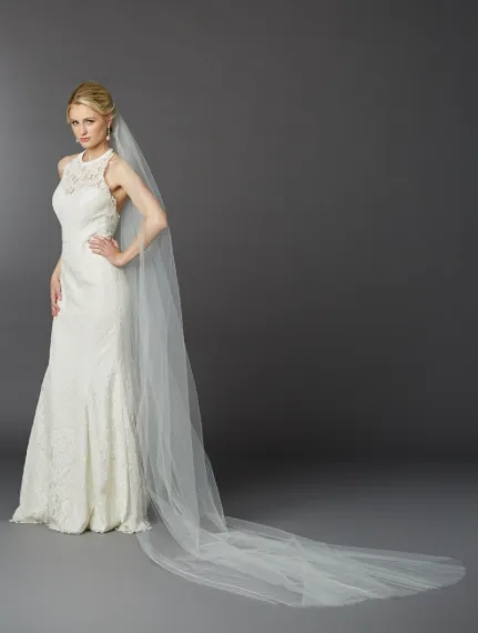 Ivory Royal Cathedral 120"L Single Layer Cut Edge Veil