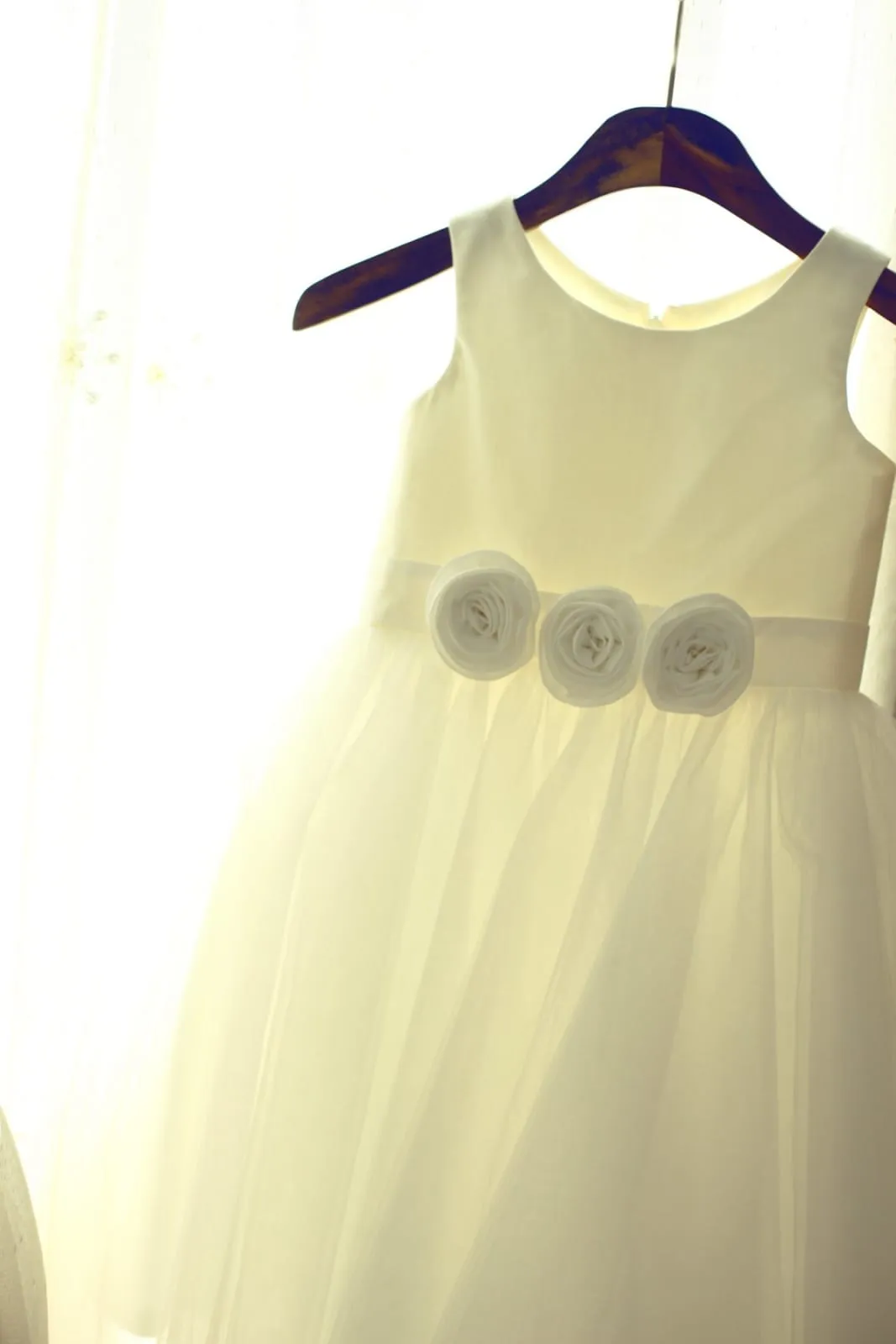 Ivory Satin Tulle Flower Girl Dress Baby Girl Dress