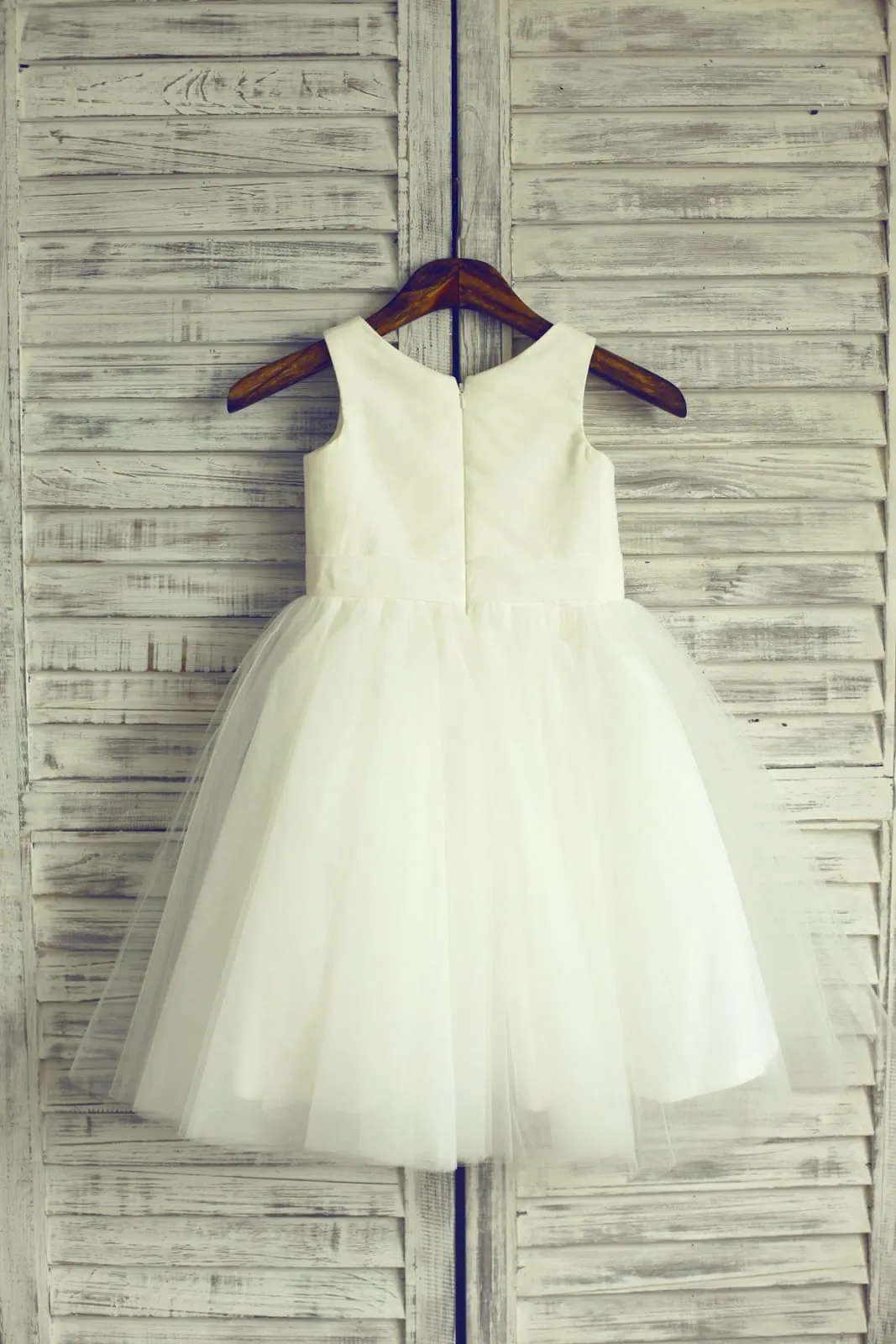 Ivory Satin Tulle Flower Girl Dress Baby Girl Dress