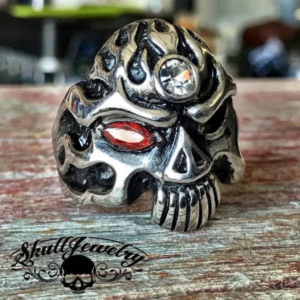 'Journey to the Center of the Mind' Skull Ring with Stones (016)