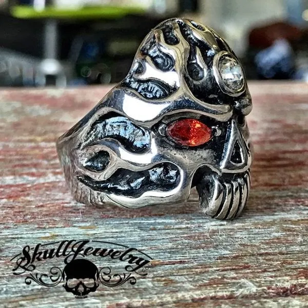 'Journey to the Center of the Mind' Skull Ring with Stones (016)