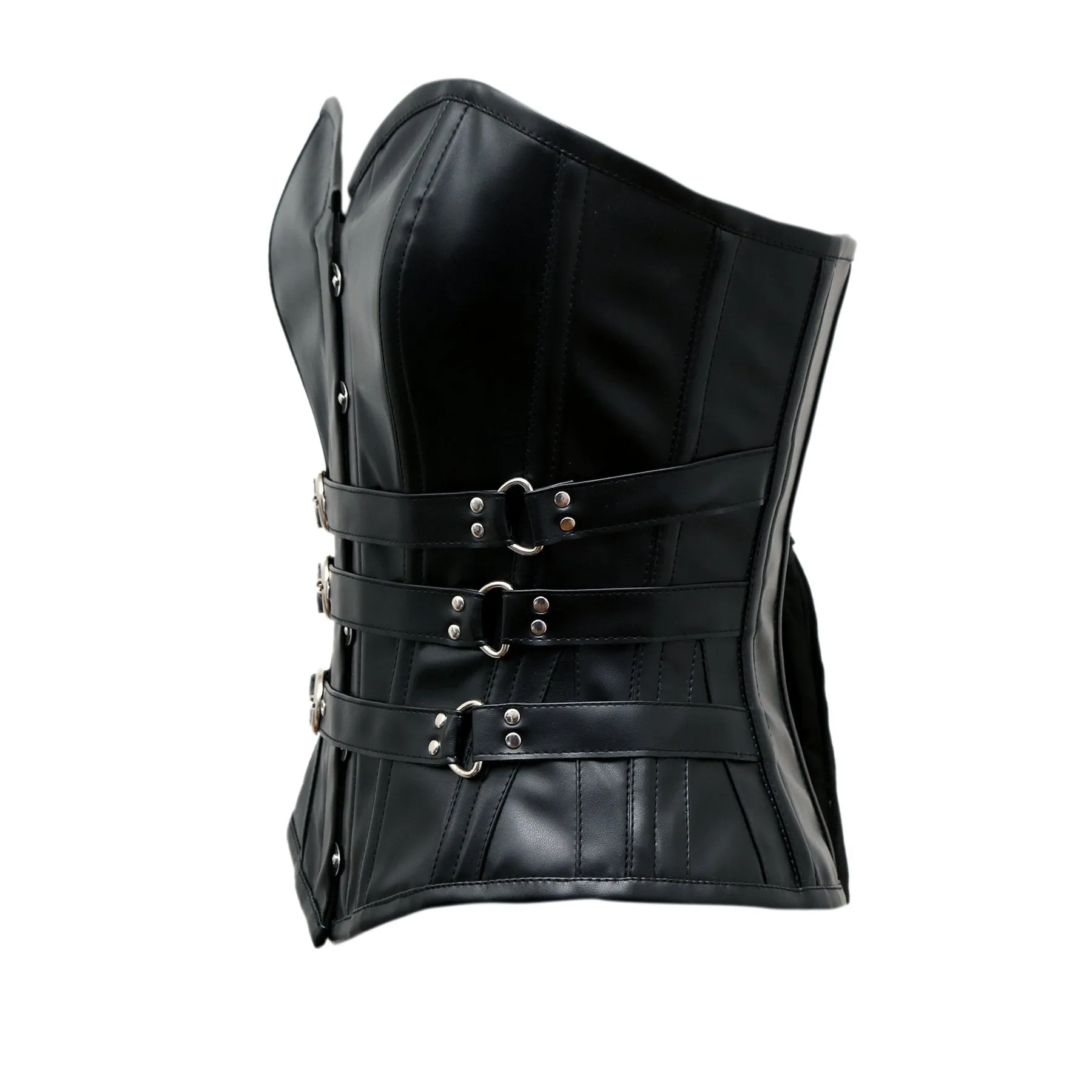 Juno Gothic Corset In Black Faux Leather