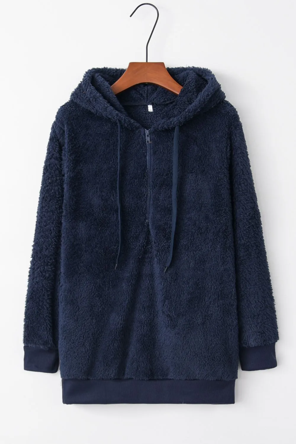 Keep It Cozy Quarter-Zip Drawstring Teddy Hoodie (9 Colors)