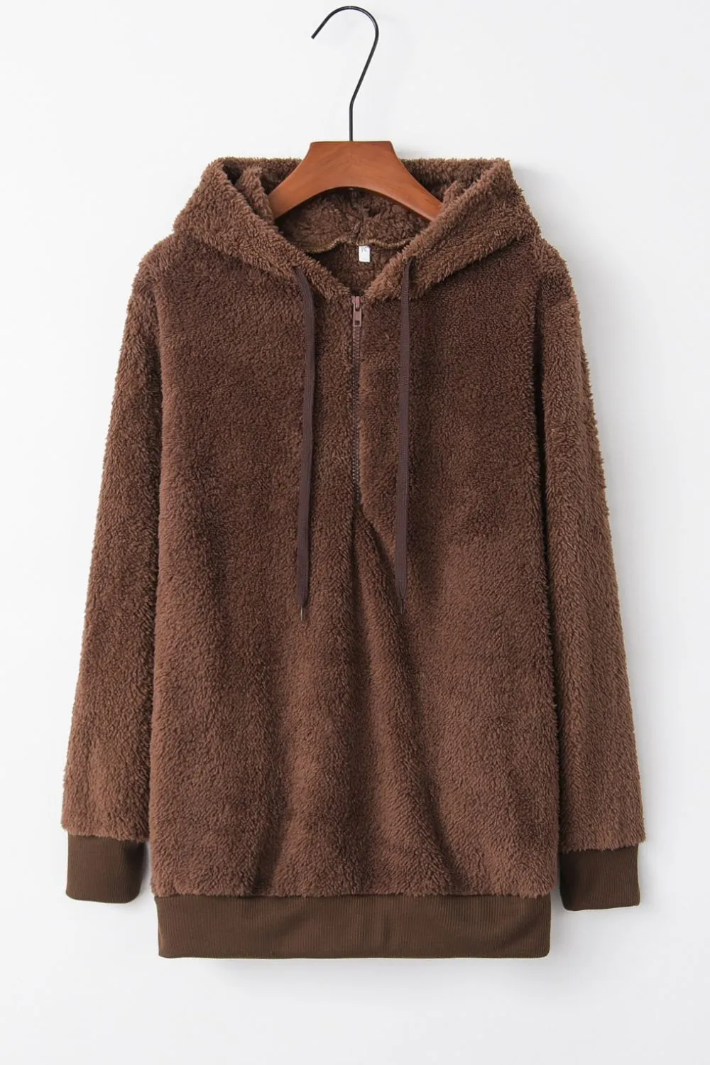 Keep It Cozy Quarter-Zip Drawstring Teddy Hoodie (9 Colors)