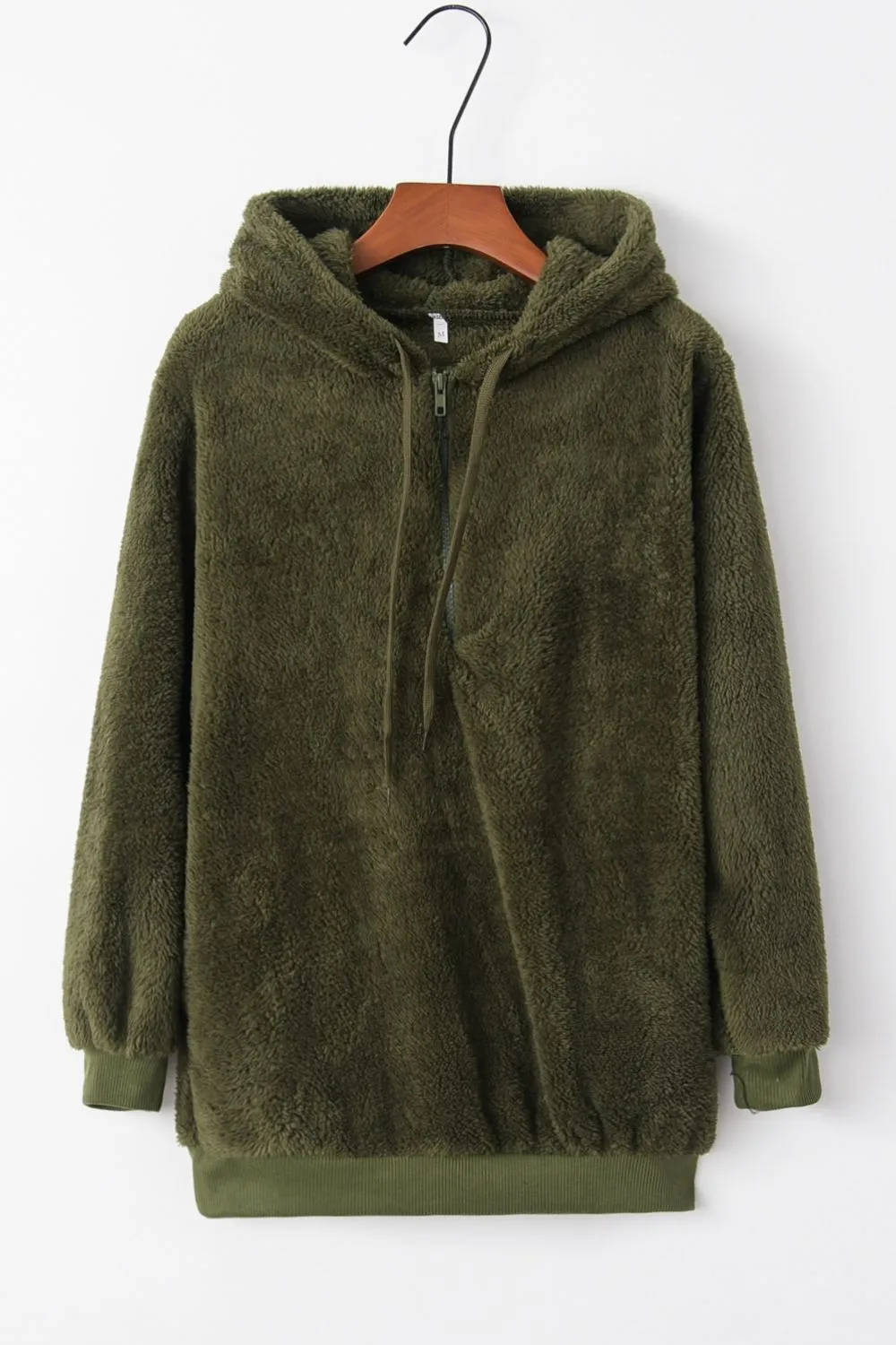 Keep It Cozy Quarter-Zip Drawstring Teddy Hoodie (9 Colors)
