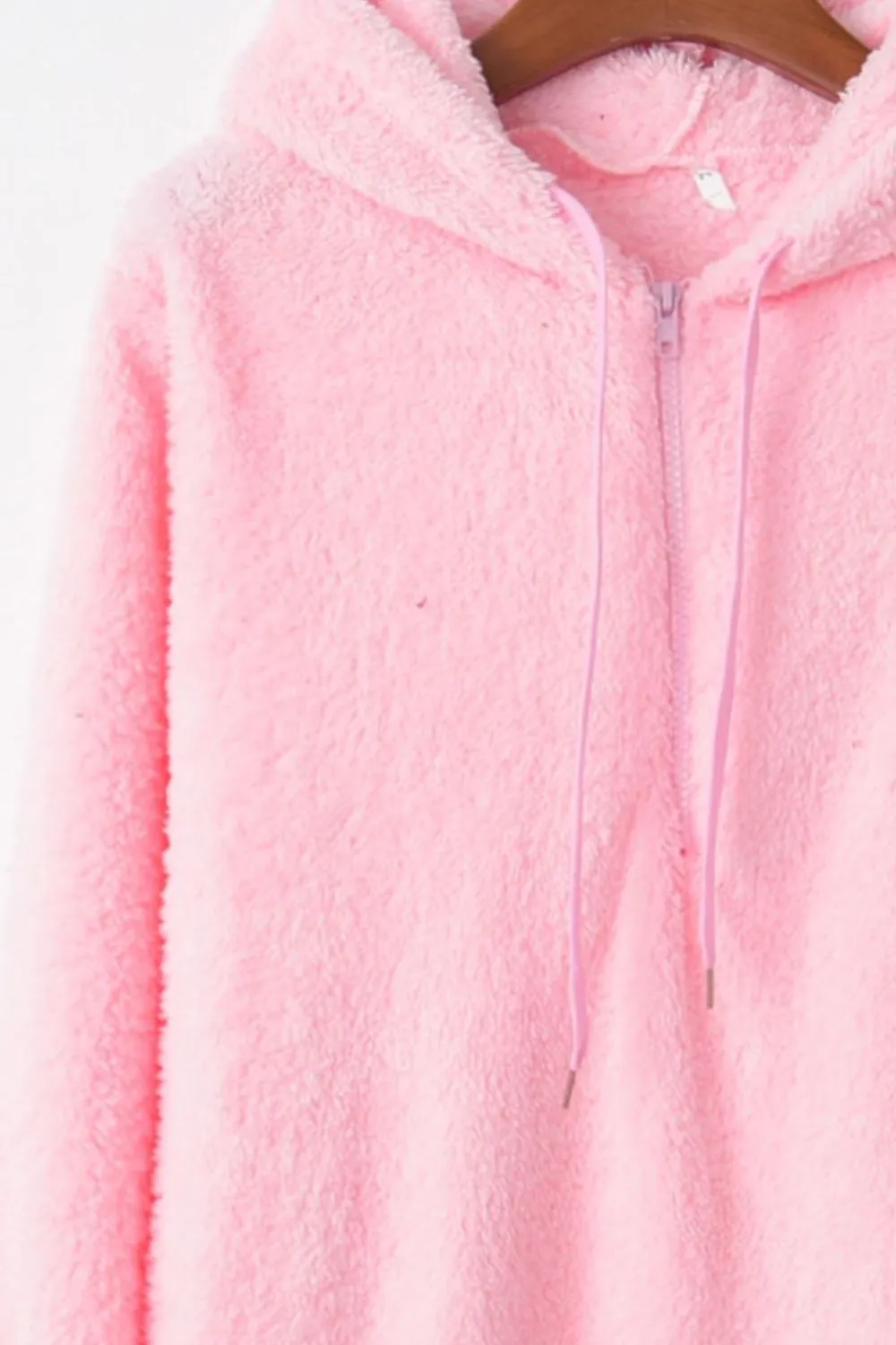 Keep It Cozy Quarter-Zip Drawstring Teddy Hoodie (9 Colors)