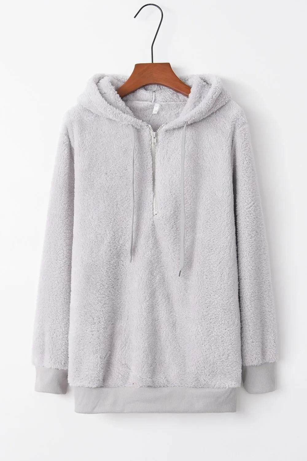 Keep It Cozy Quarter-Zip Drawstring Teddy Hoodie (9 Colors)