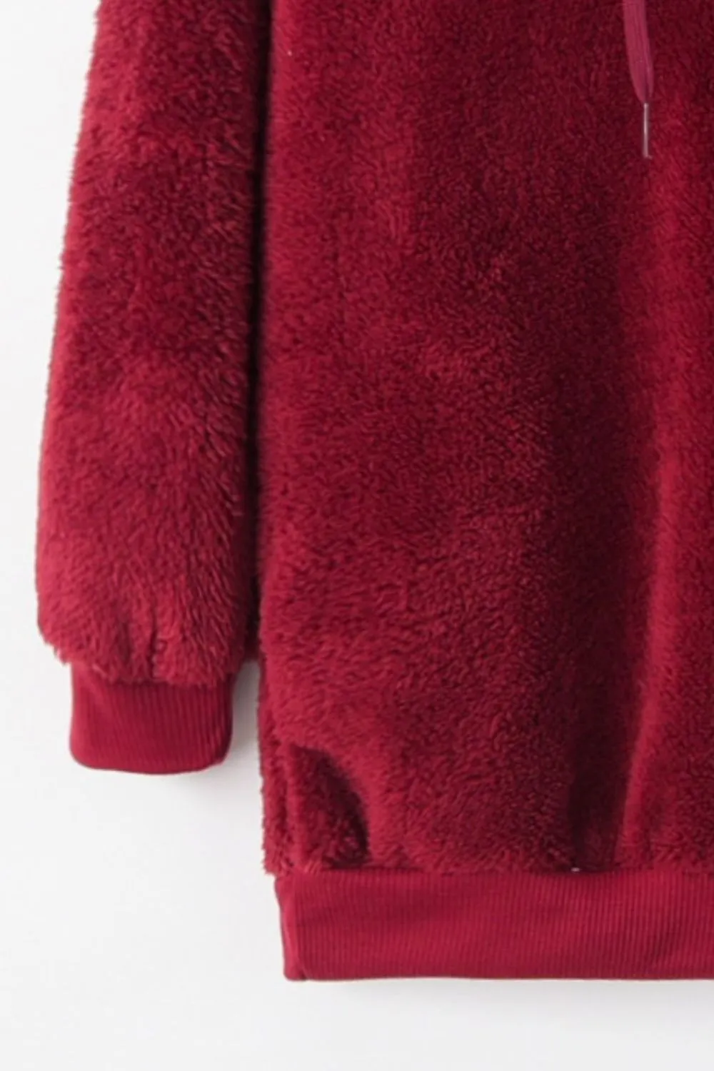 Keep It Cozy Quarter-Zip Drawstring Teddy Hoodie (9 Colors)