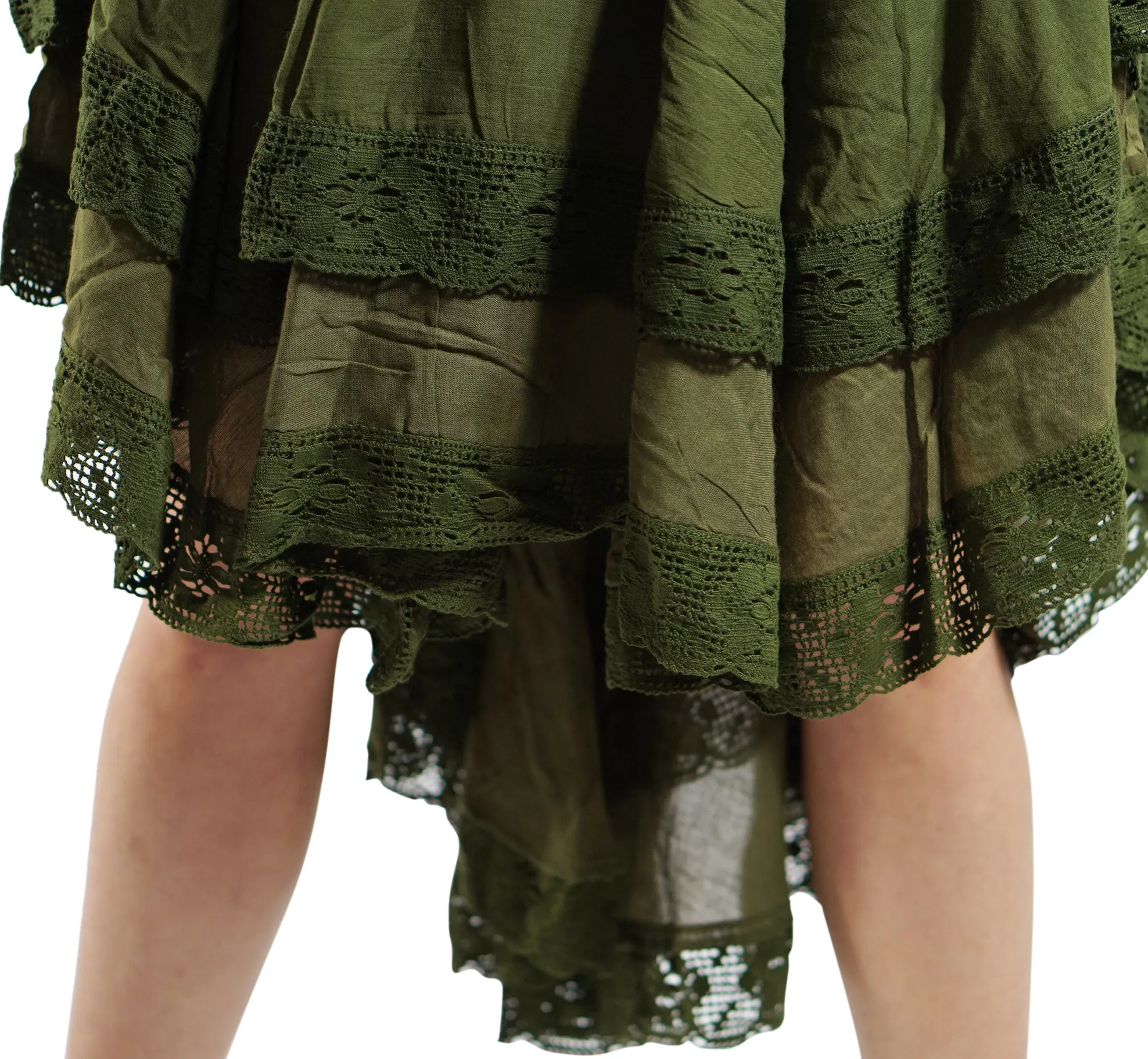 'Lace' Medieval Dress Short Sleeves - Green