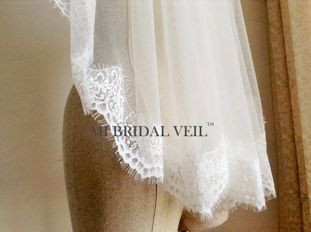 Lace Wedding Veil, Vintage Inspired Rose Lace Bridal Veil, Mi Bridal