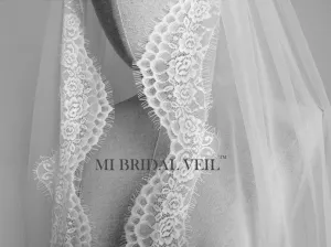Lace Wedding Veil, Vintage Inspired Rose Lace Bridal Veil, Mi Bridal