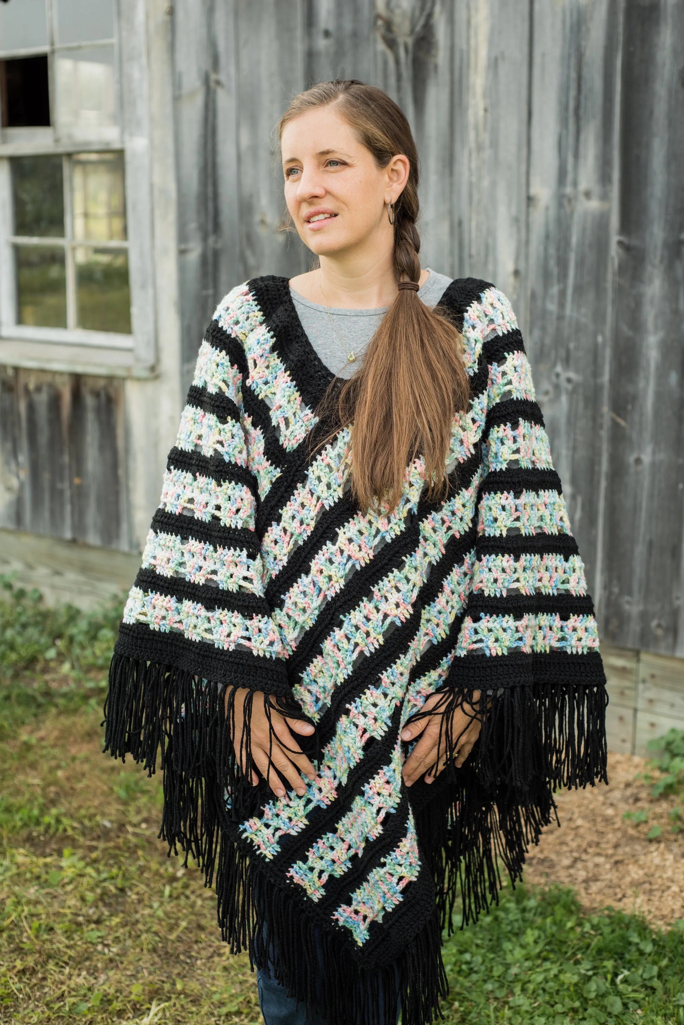 Ladies' Sugar Skull Poncho Crochet Pattern