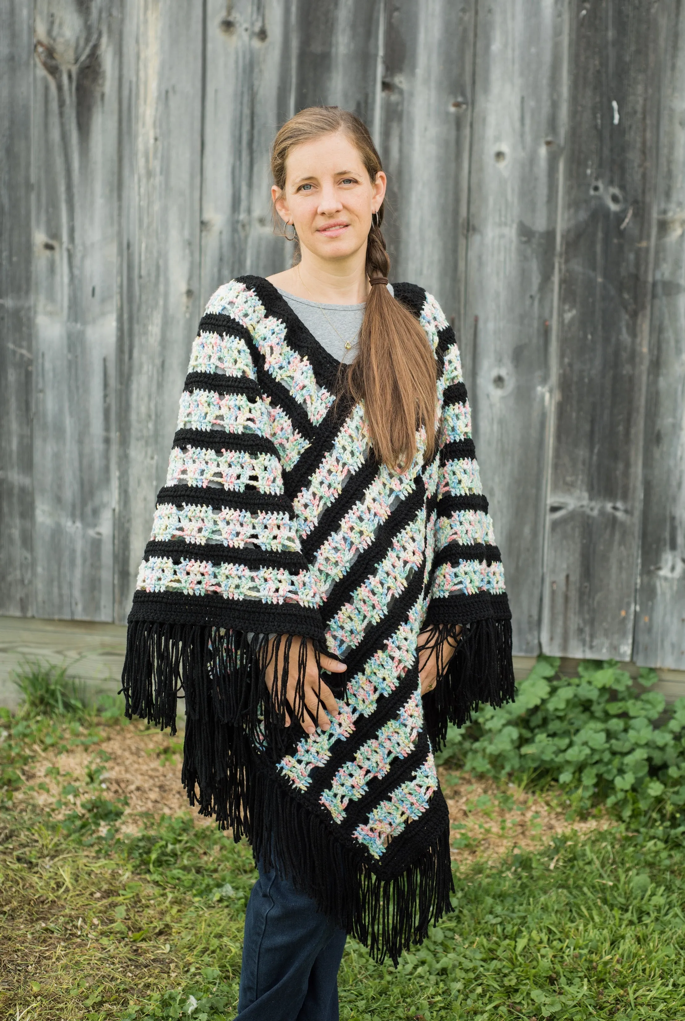 Ladies' Sugar Skull Poncho Crochet Pattern