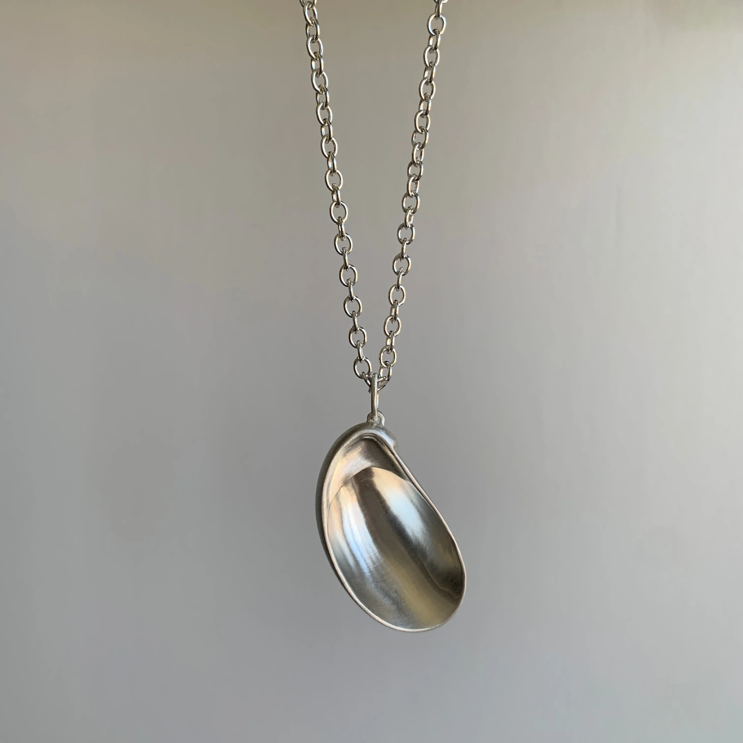 Large Silver Slipper Shell Ruthie B. Necklace