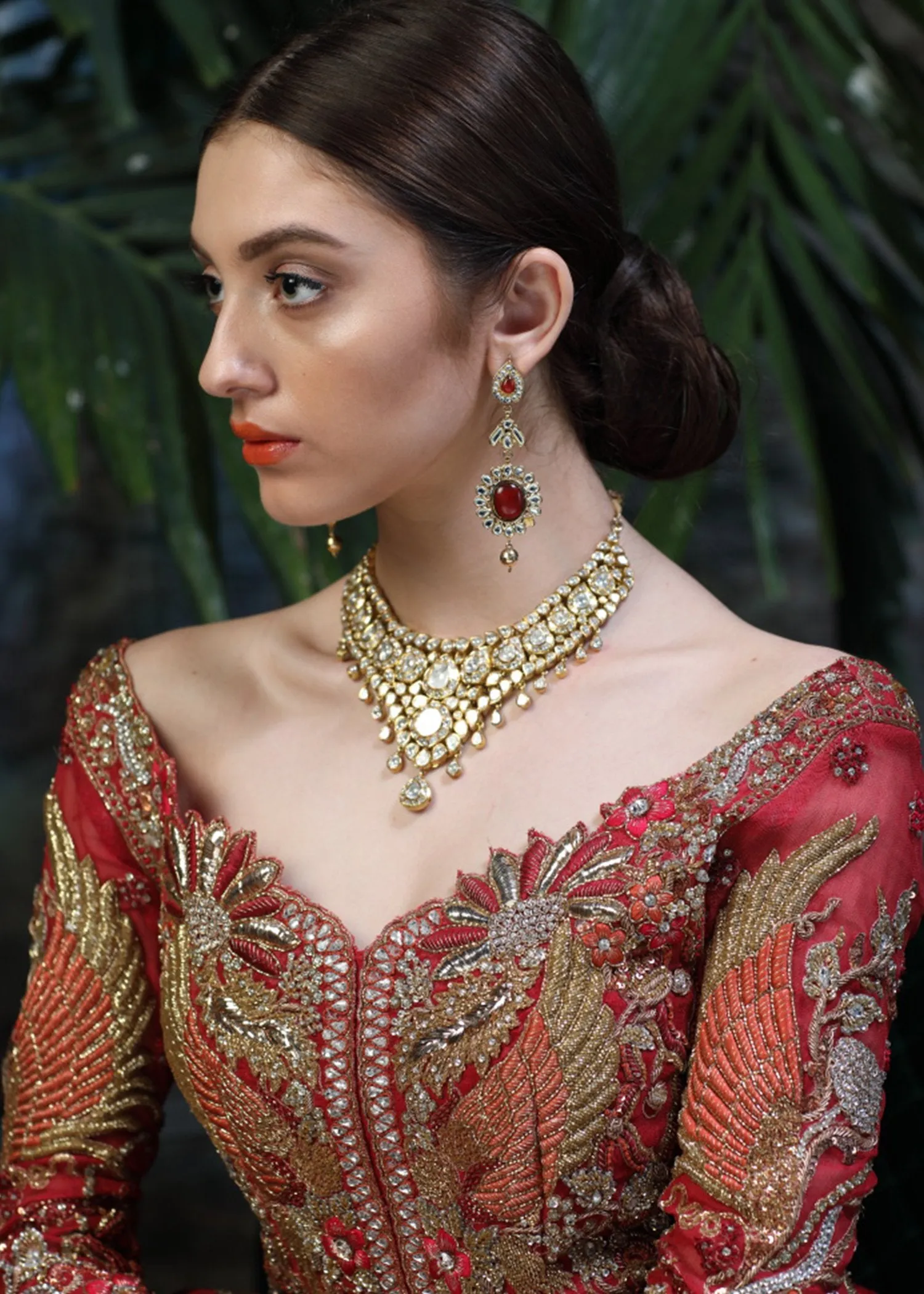 Latest designer bridal lehnga outfit in lush red color for wedding # B3450